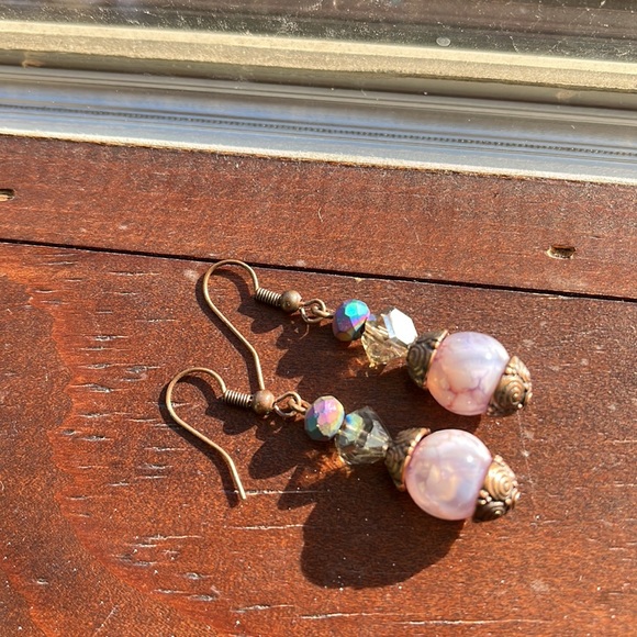 Handmade purple agate earrings - Picture 3 of 4